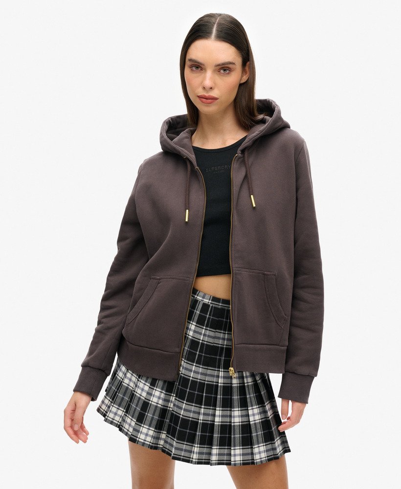 tattoo rhinestone zip hoodie in carbon black