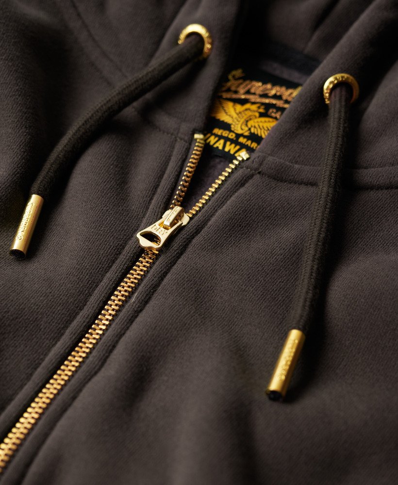 tattoo rhinestone zip hoodie in carbon black