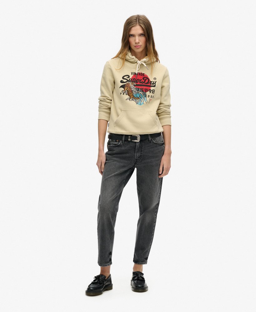 tokyo vintage logo graphic hoodie in tidal foam green