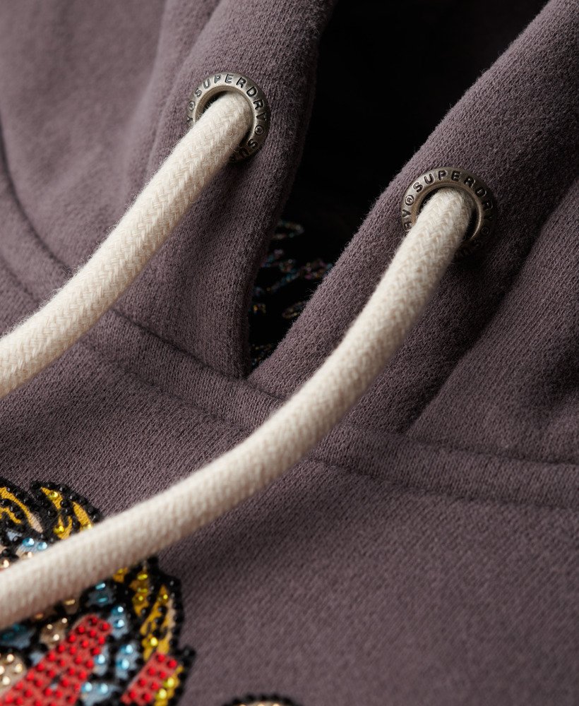 tokyo vintage logo graphic hoodie in rock dark grey
