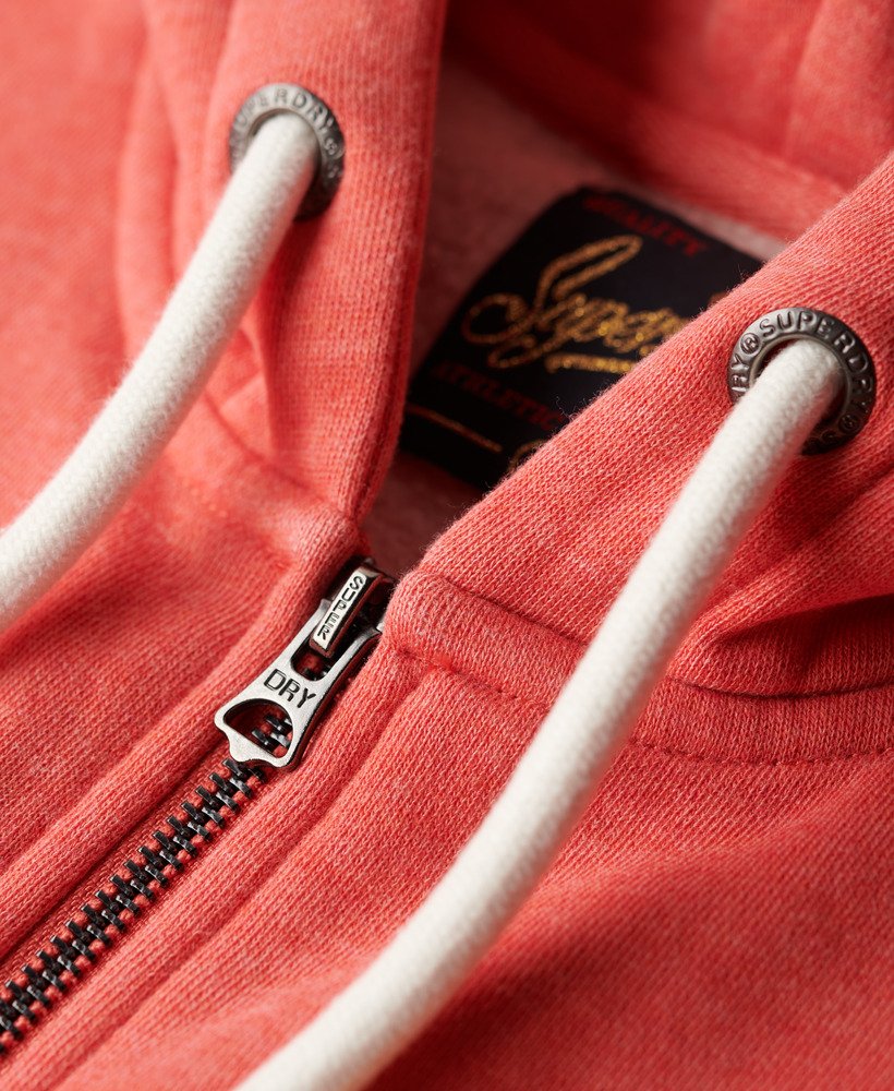 super athletic graphic zip hoodie in coral red marl