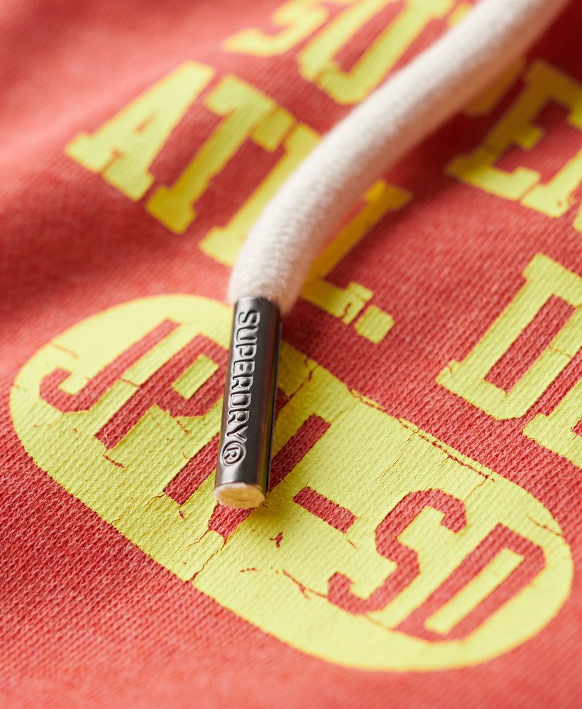 super athletic graphic zip hoodie in coral red marl