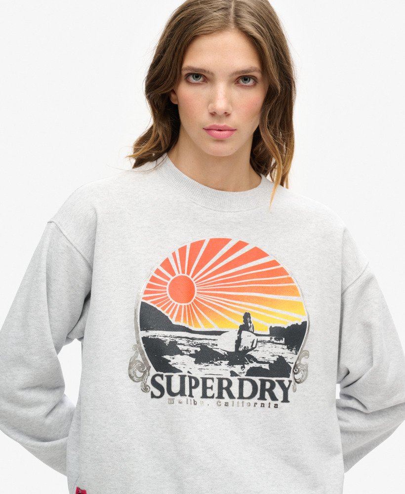 reissouvenir losvallende sweater in gemêleerd grijs.