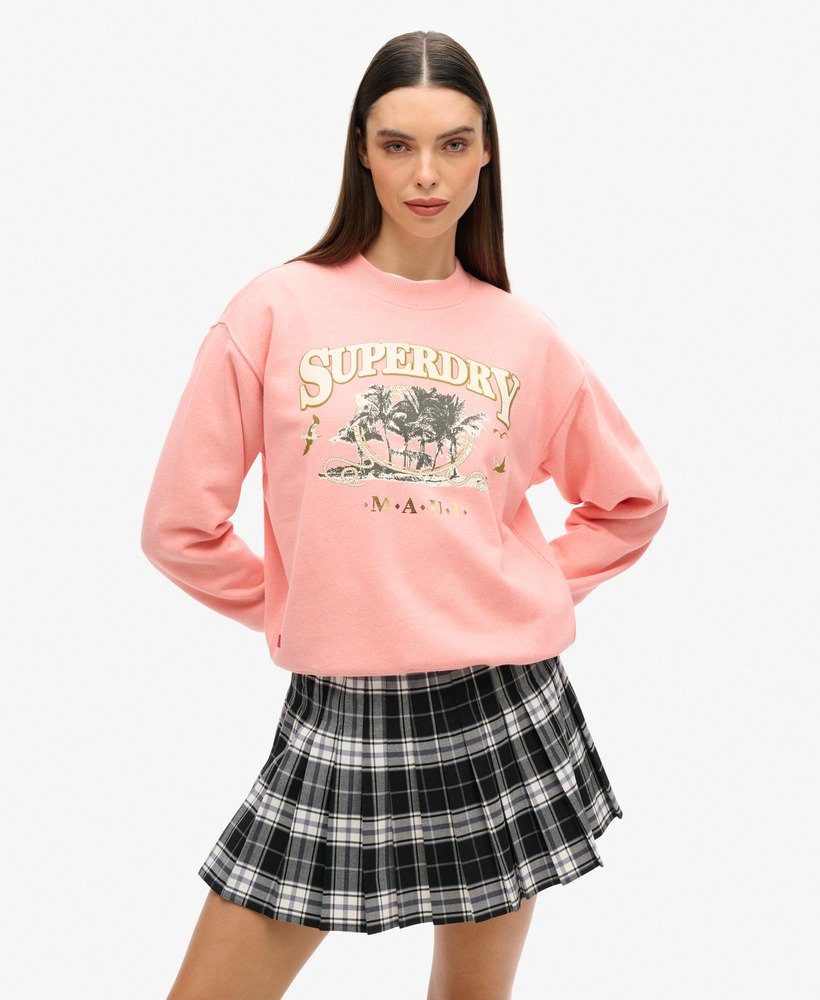 reissouvenir losvallende sweater in perzikroze gemêleerd