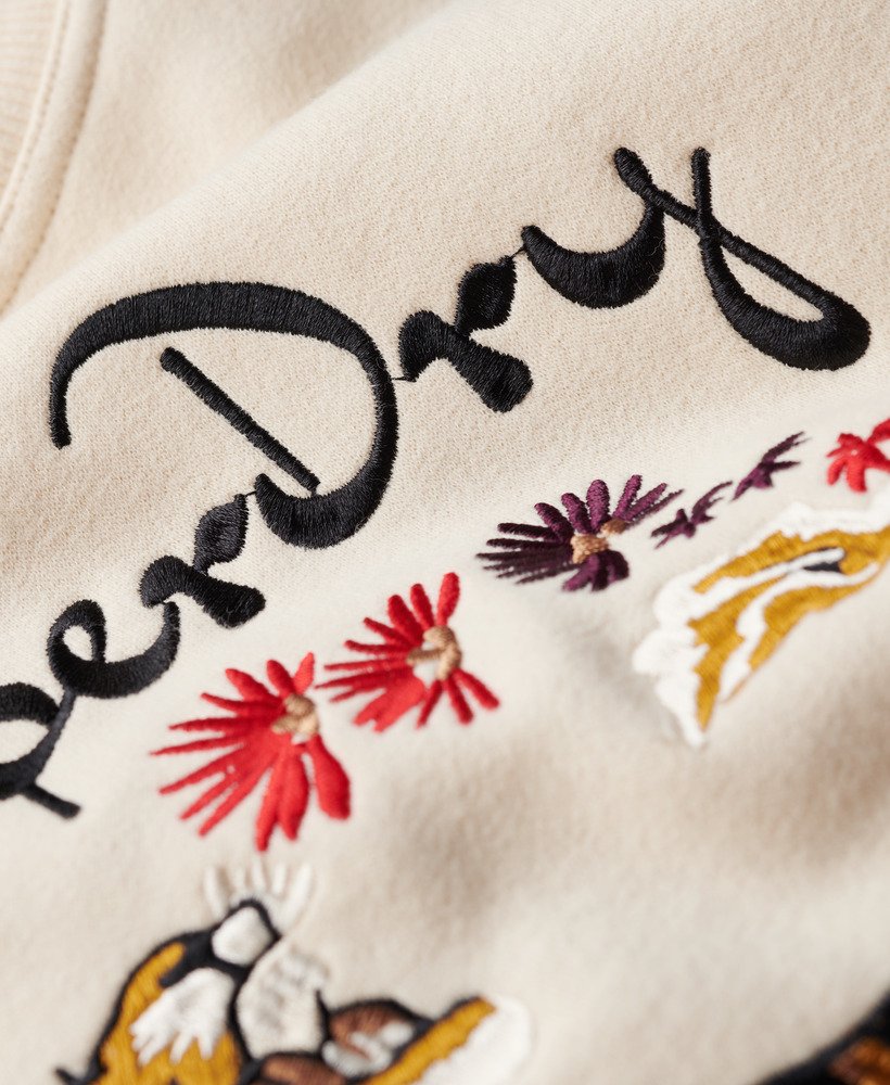 suika geborduurd losvallend sweatshirt in havermoutbeige