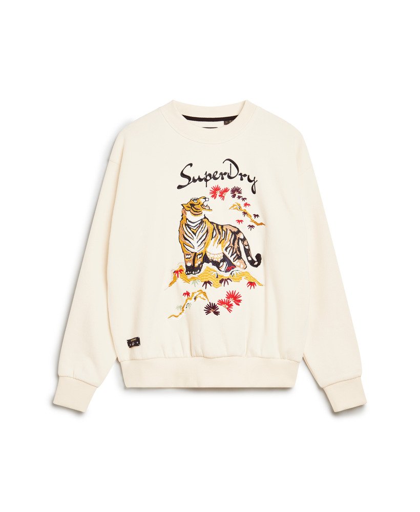 suika geborduurd losvallend sweatshirt in havermoutbeige