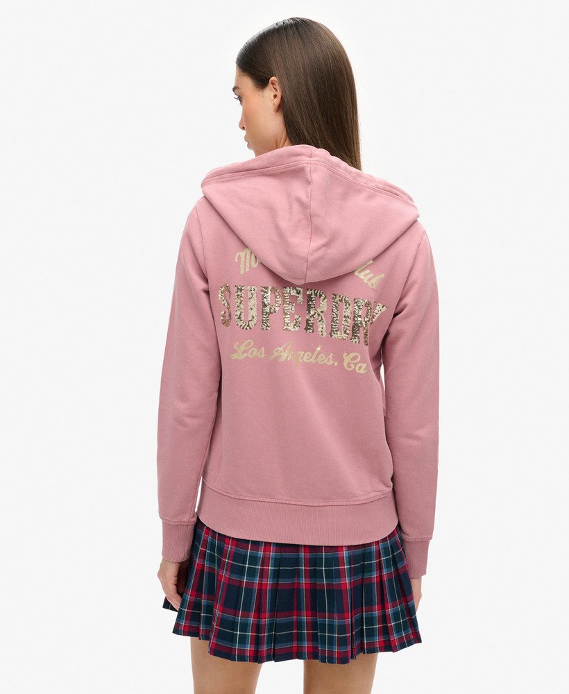 versierde gearchiveerde hoodie met rits in nostalgia rose purple