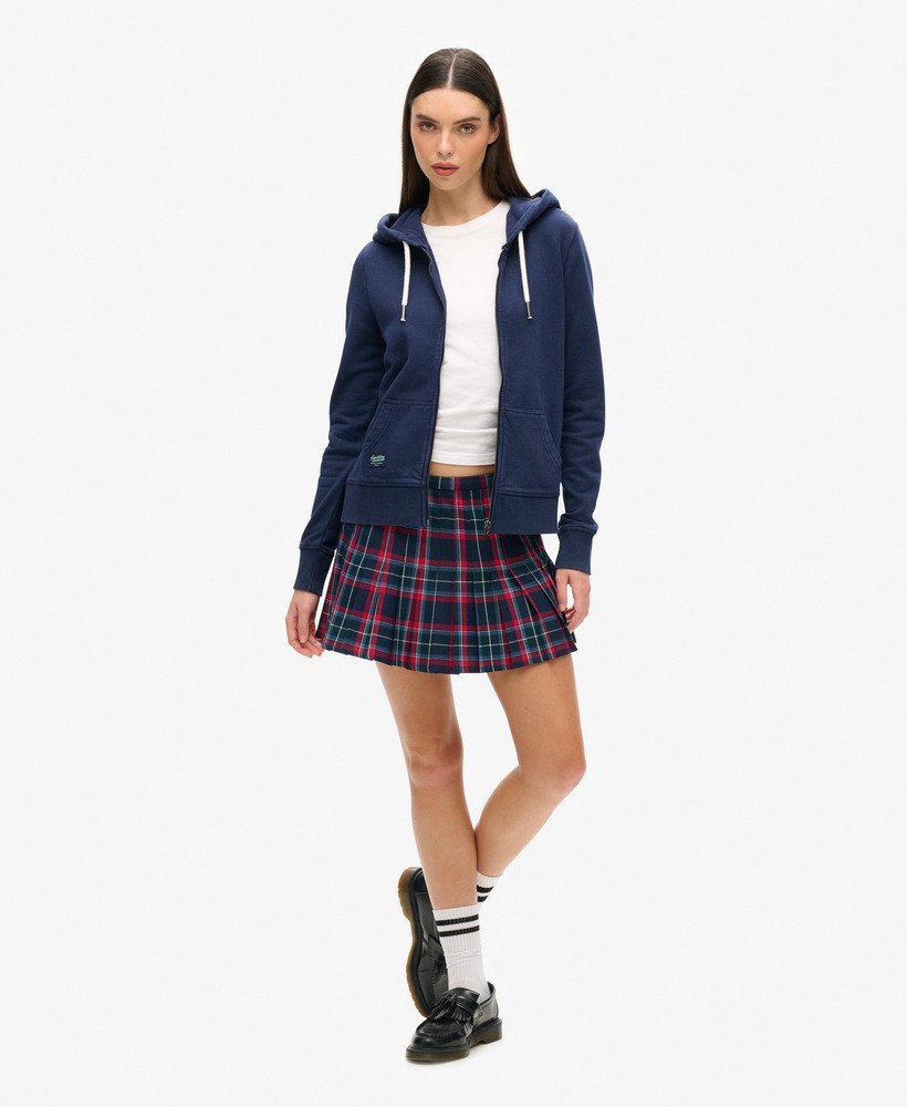 versierde gearchiveerde hoodie met rits in diep marineblauw.