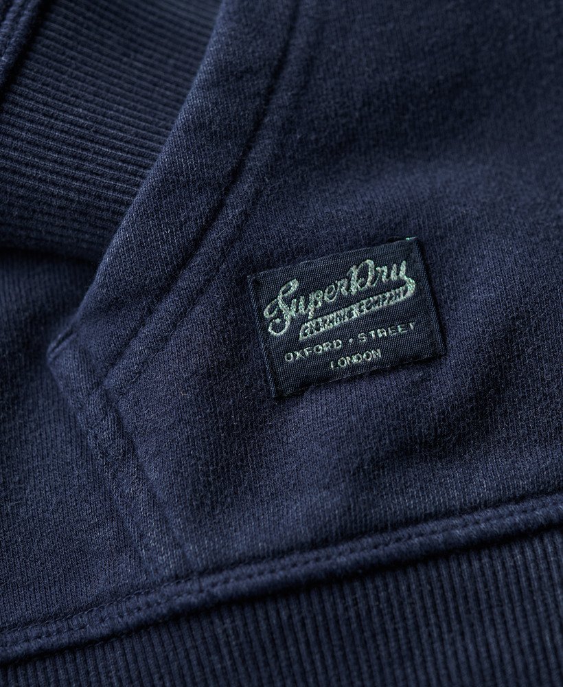 versierde gearchiveerde hoodie met rits in diep marineblauw.