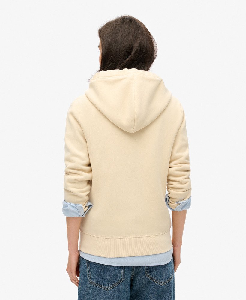 essential logo zip hoodie in tapioca cream beige