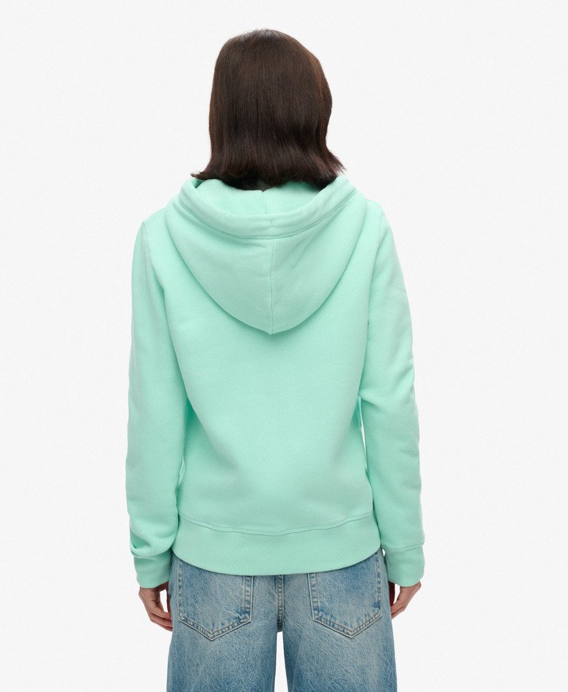 essential logo zip hoodie in beach glass green