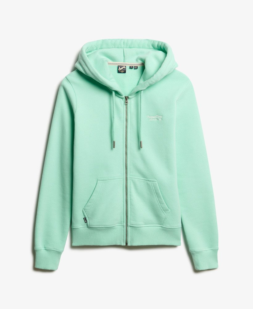 essential logo zip hoodie in beach glass green