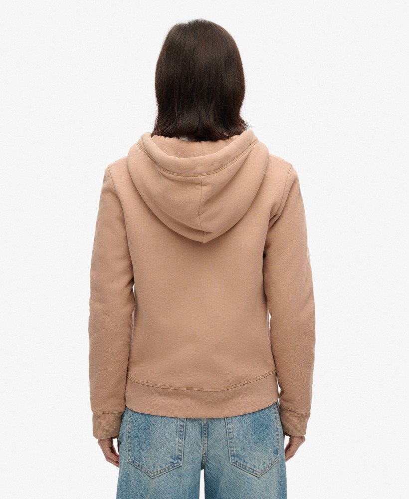 essential logo zip hoodie in winter taupe