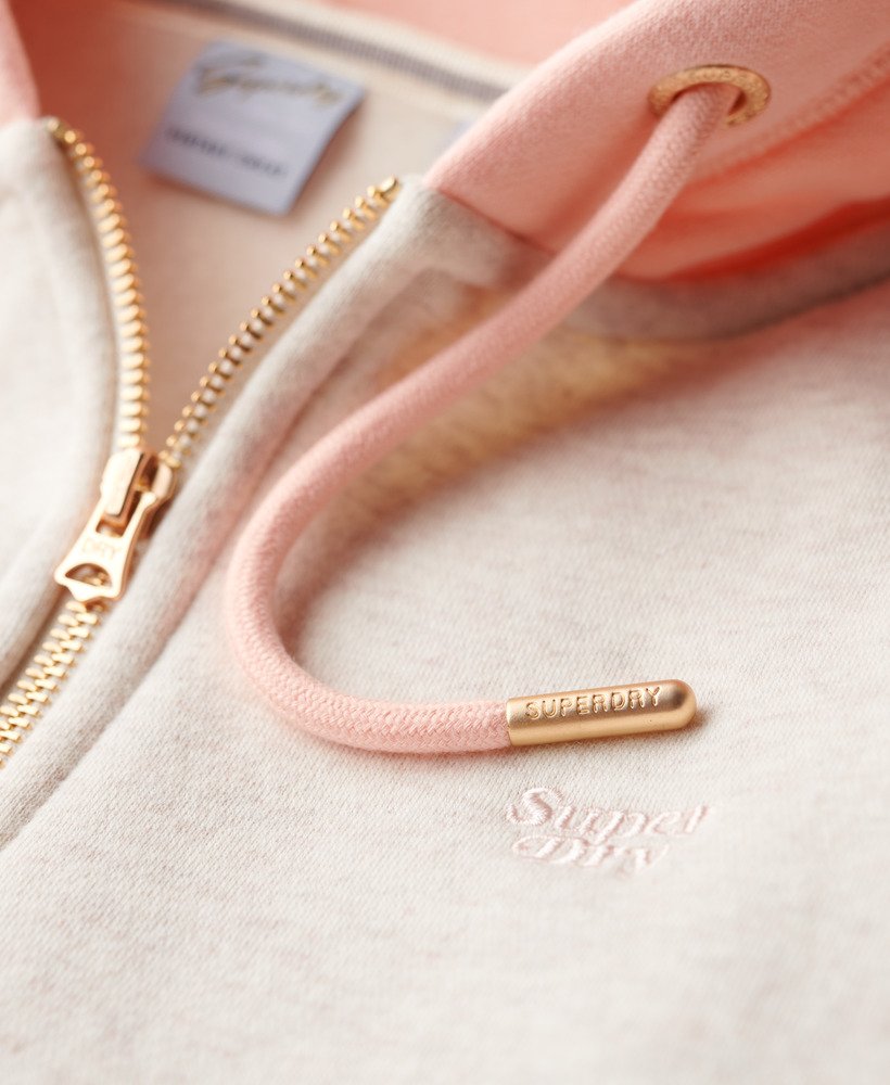 essential baseball zip hoodie in pale rose pinklight oat marl