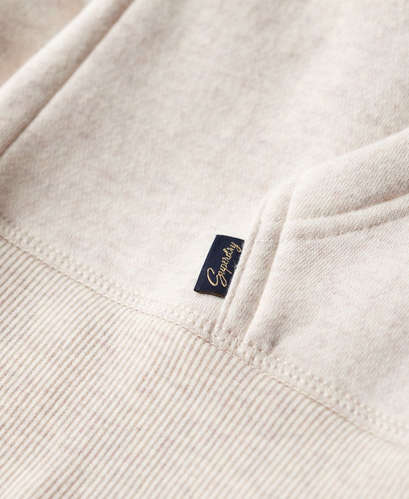 essential baseball zip hoodie in pale rose pinklight oat marl