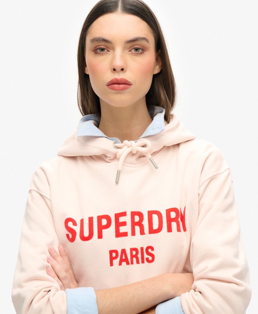 sport luxe loose hoodie in mauve morn pink