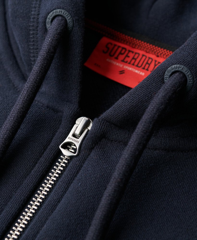 college logo boyfriend zip hoodie in eclipse navy