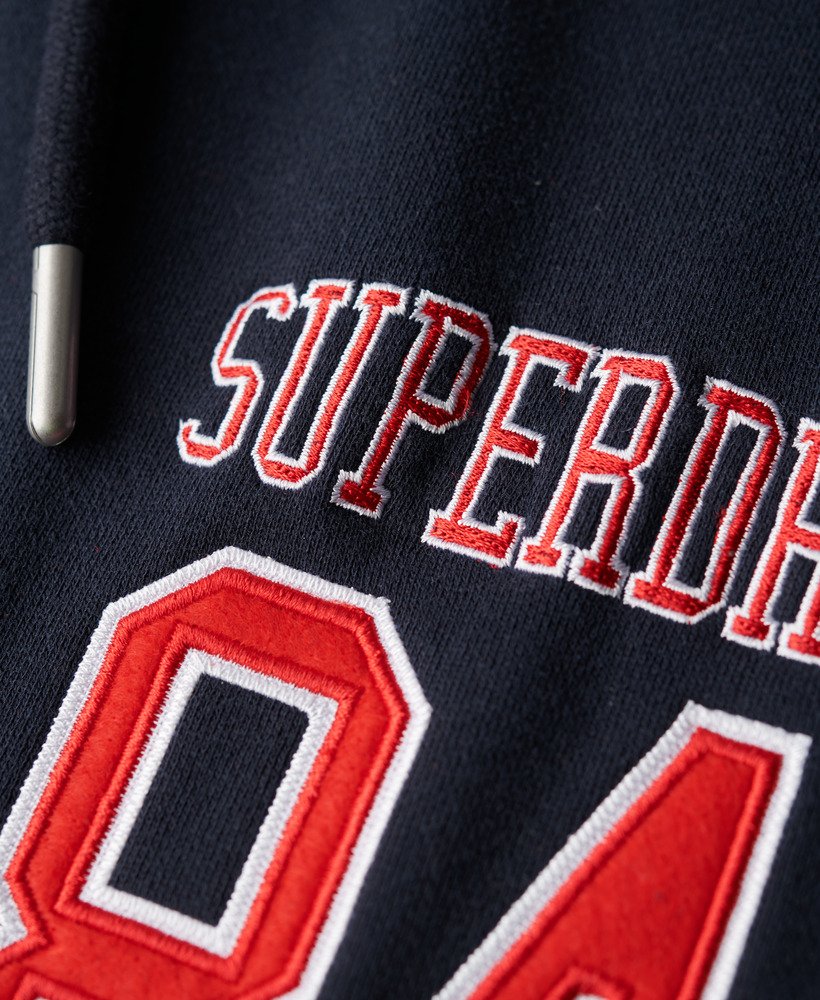 college logo boyfriend zip hoodie in eclipse navy