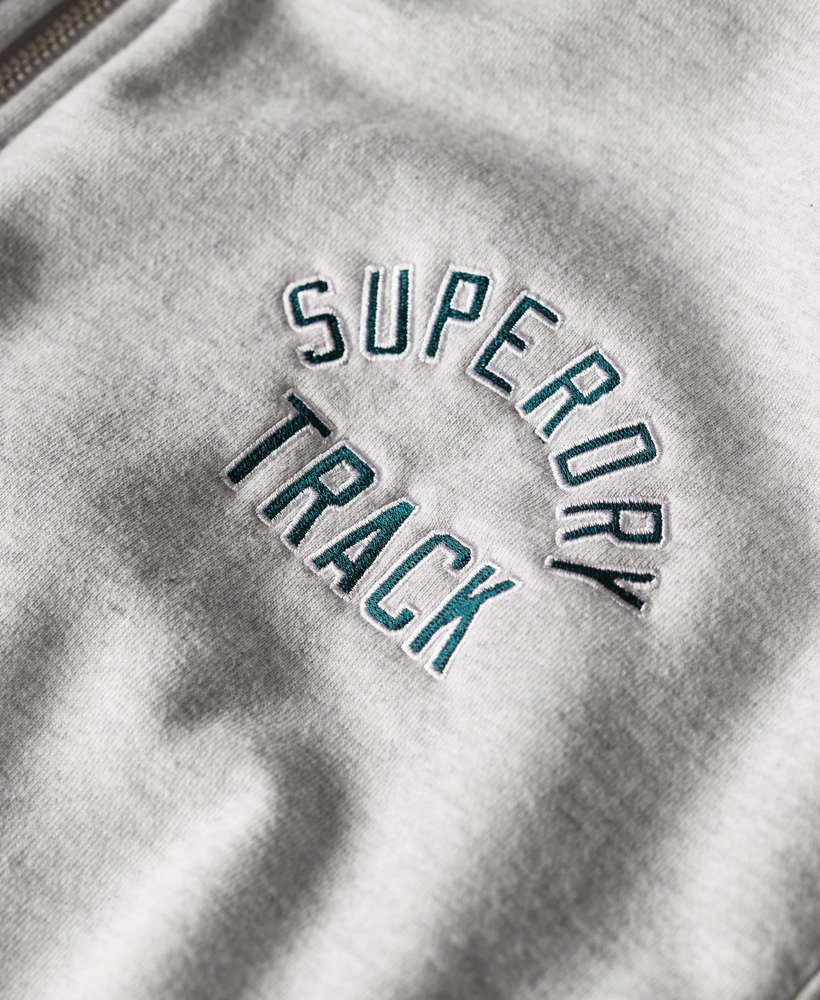 college logo boyfriend zip hoodie in cadet grey marl