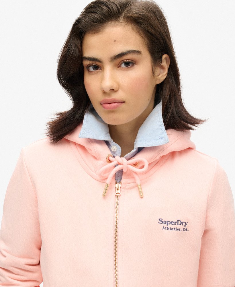essential logo zip hoodie in pale rose pink