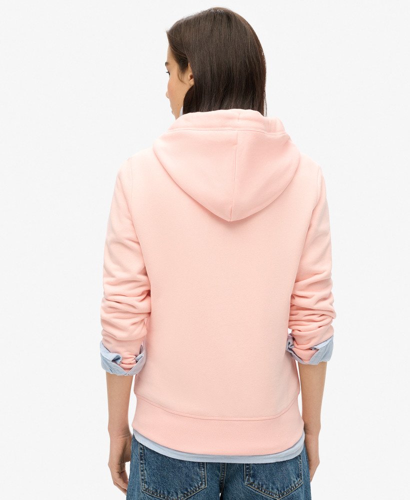 essential logo zip hoodie in pale rose pink
