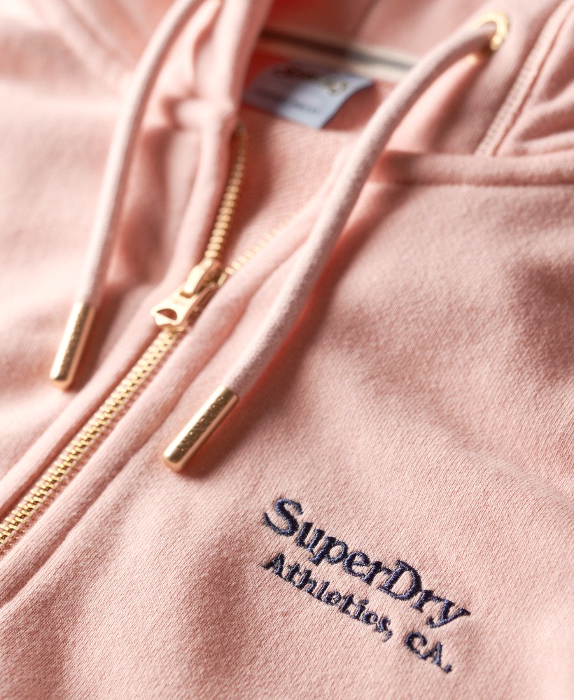 essential logo zip hoodie in pale rose pink