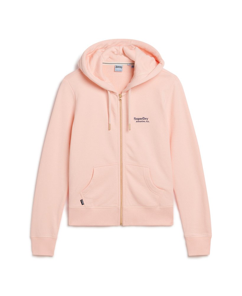 essential logo zip hoodie in pale rose pink