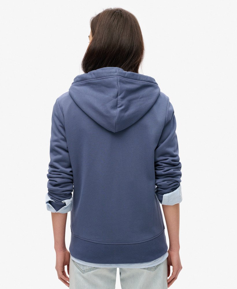 essential logo zip hoodie in mariner navy