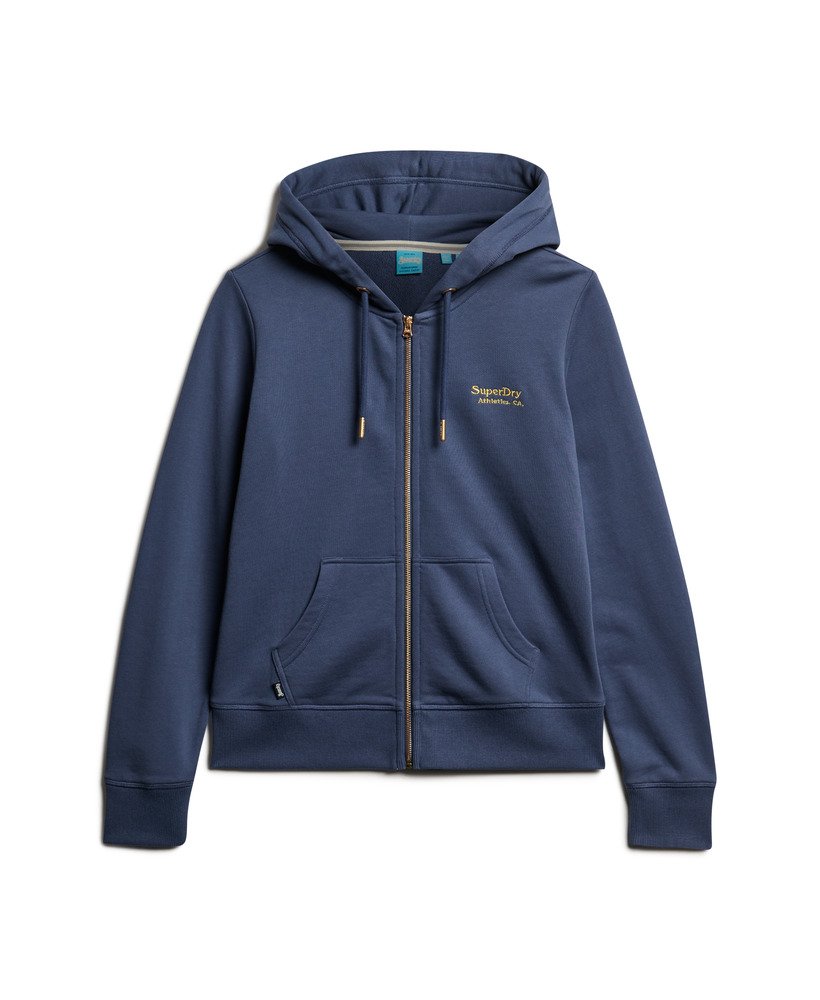 essential logo zip hoodie in mariner navy