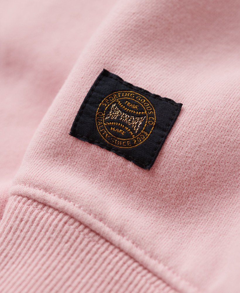 appliqué sportieve losse sweater in romantisch roze.