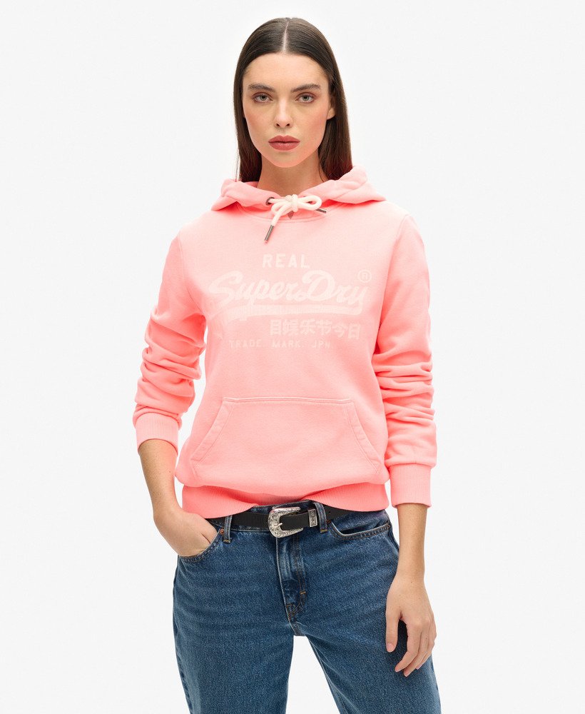 neon grafische hoodie in pastel koraal