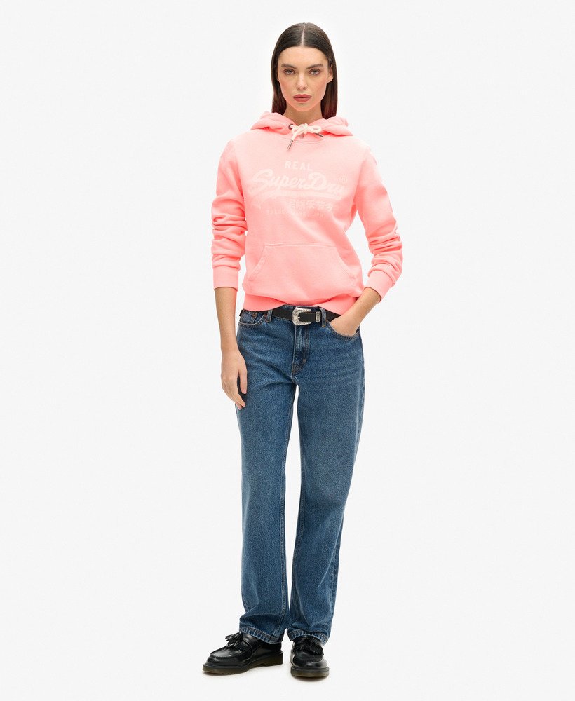 neon grafische hoodie in pastel koraal
