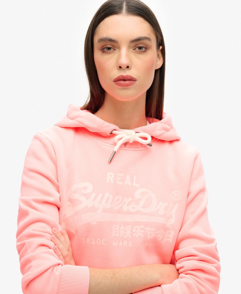 neon grafische hoodie in pastel koraal