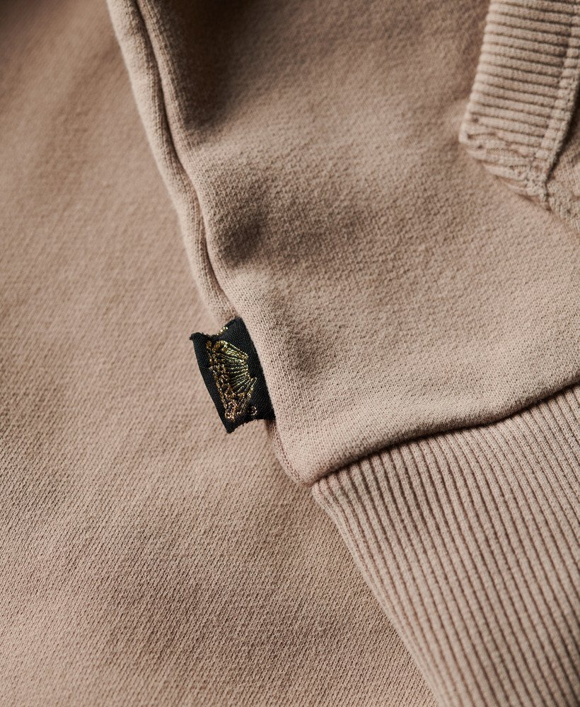 metallic vintage logo-hoodie in diepbeige slubstof