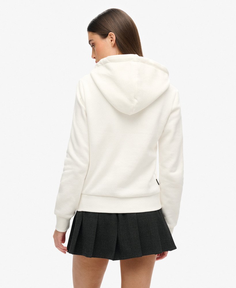 retro hoodie met glitterlogo in ecru