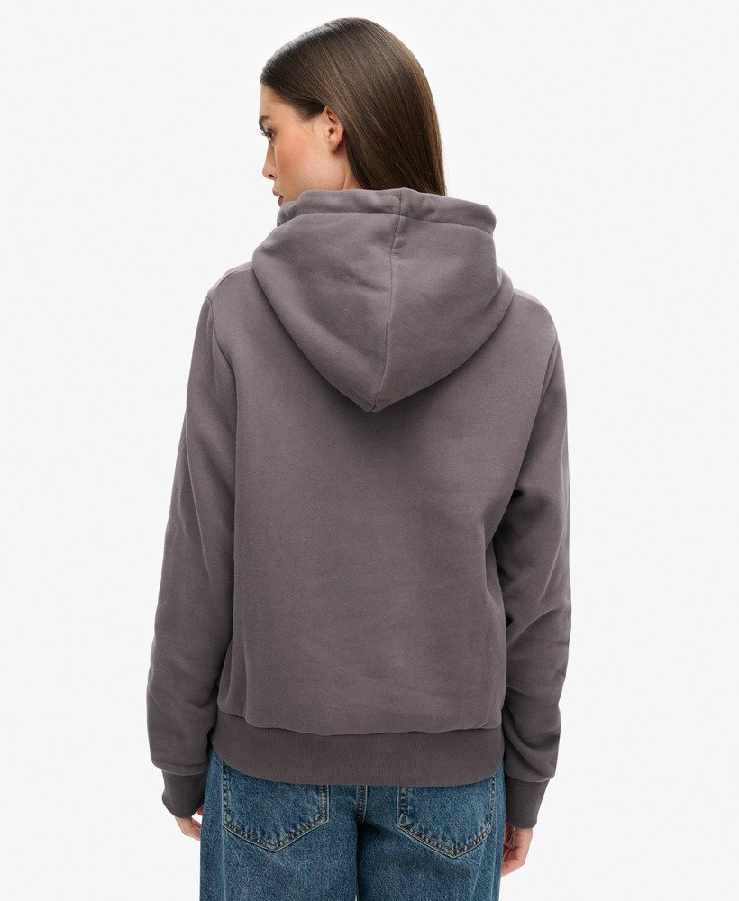 retro hoodie met glitterlogo in donkergrijs.
