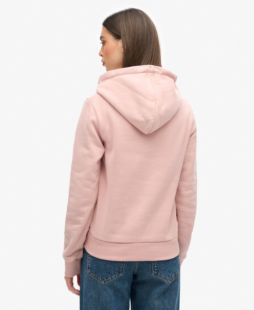 retro hoodie met glitterlogo in vintage blushroze.