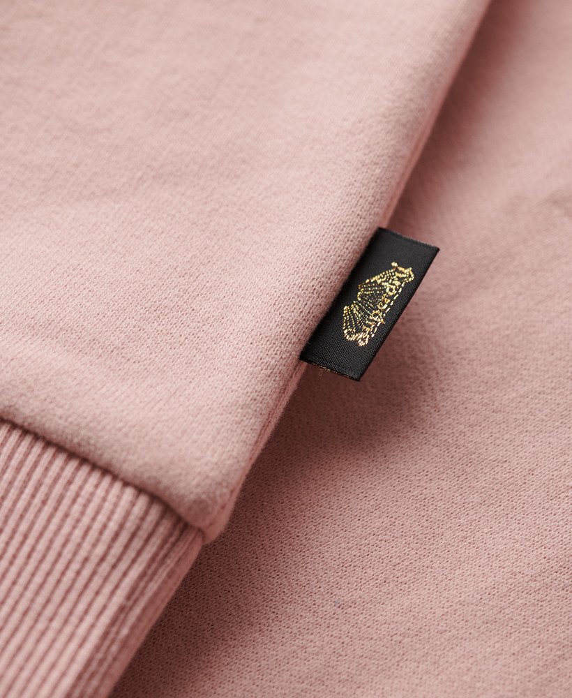 retro hoodie met glitterlogo in vintage blushroze.