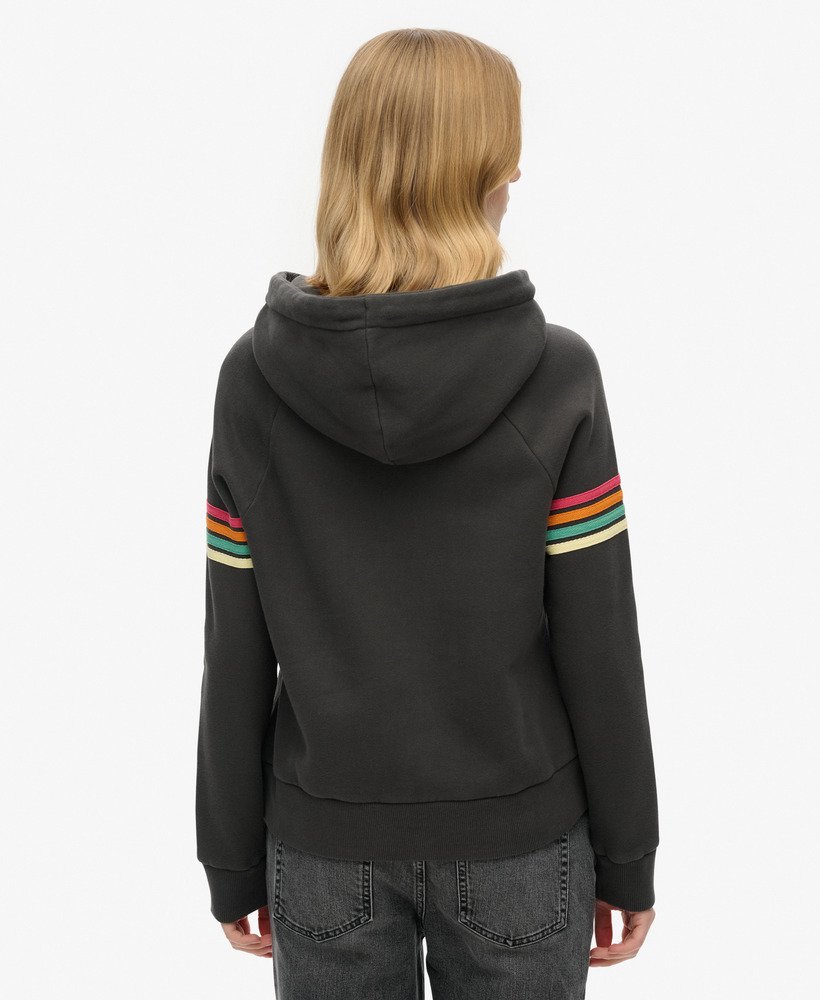hoodie met regenboogstreeplogo in gewassen zwart