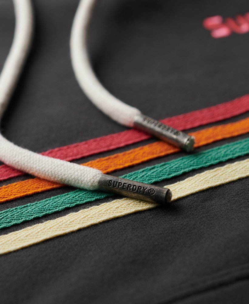 hoodie met regenboogstreeplogo in gewassen zwart
