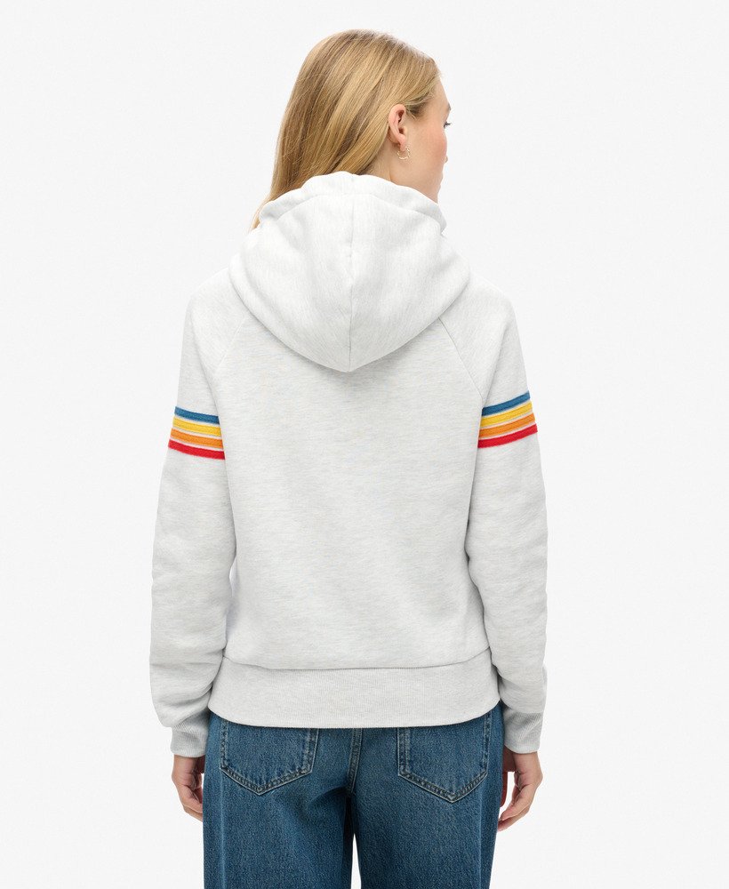 hoodie met regenboogstrepen en logo in ijsgrijs gemêleerd