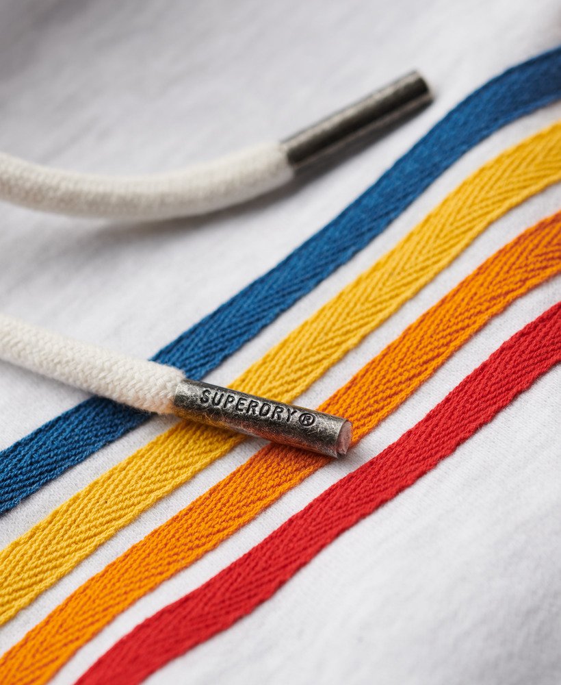 hoodie met regenboogstrepen en logo in ijsgrijs gemêleerd