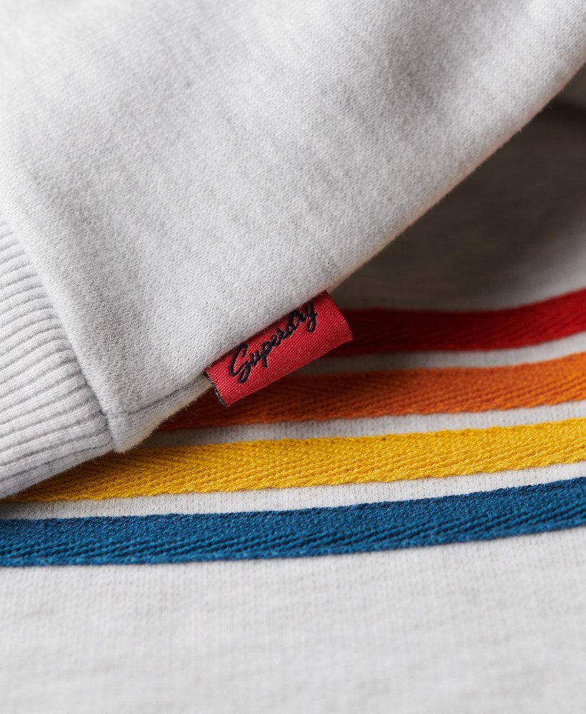 hoodie met regenboogstrepen en logo in ijsgrijs gemêleerd