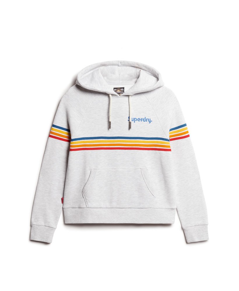 hoodie met regenboogstrepen en logo in ijsgrijs gemêleerd
