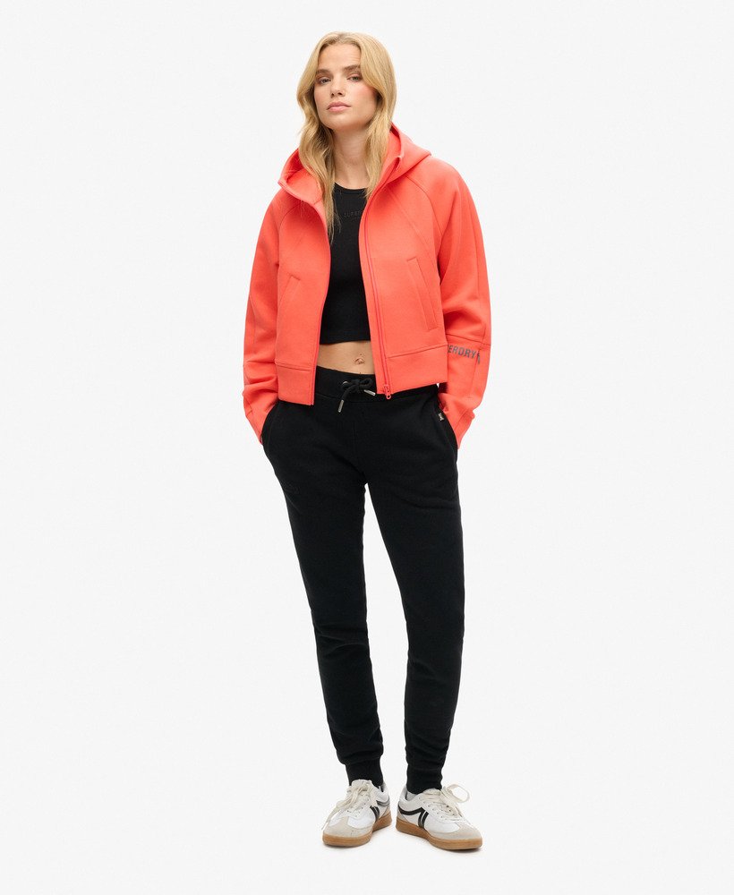 sport tech relaxed zip-hoodie in hot coral