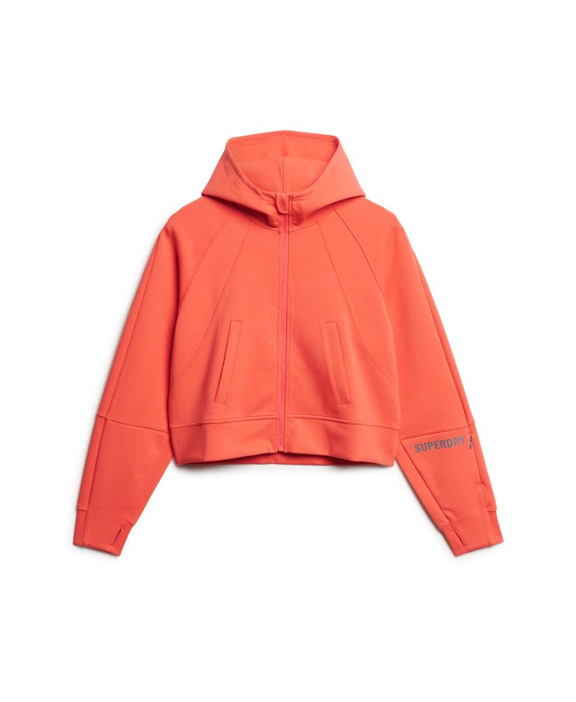 sport tech relaxed zip-hoodie in hot coral