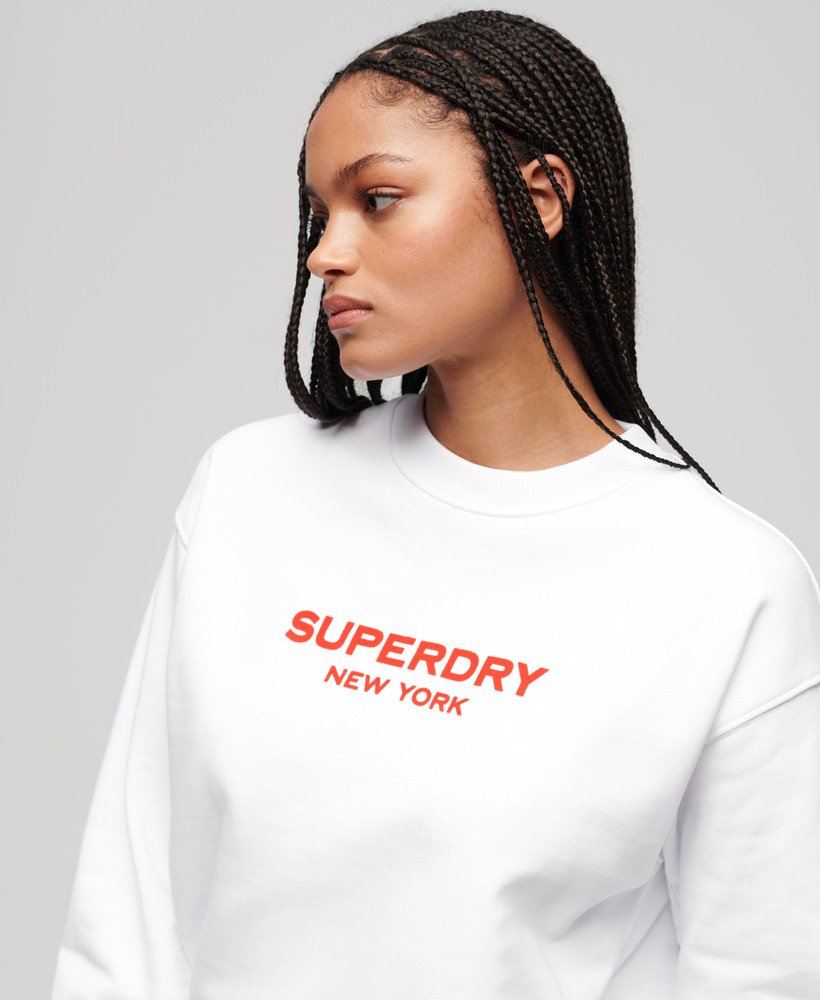 sport luxe crew sweatshirt in briljant wit