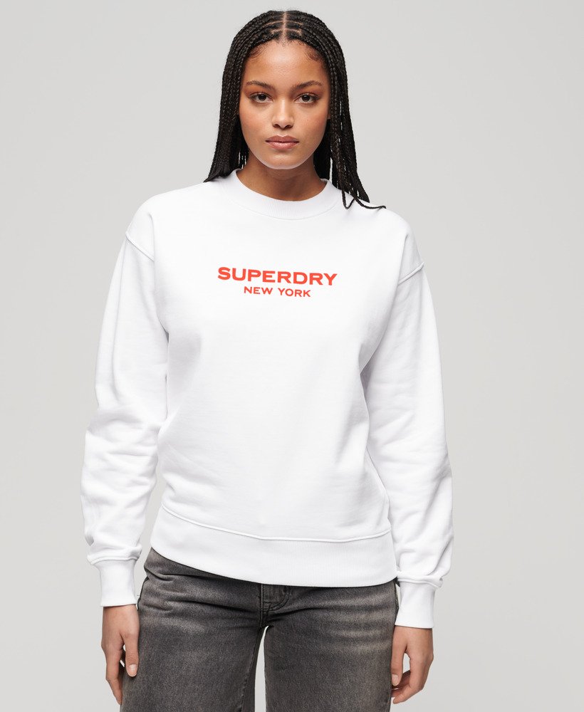 sport luxe crew sweatshirt in briljant wit