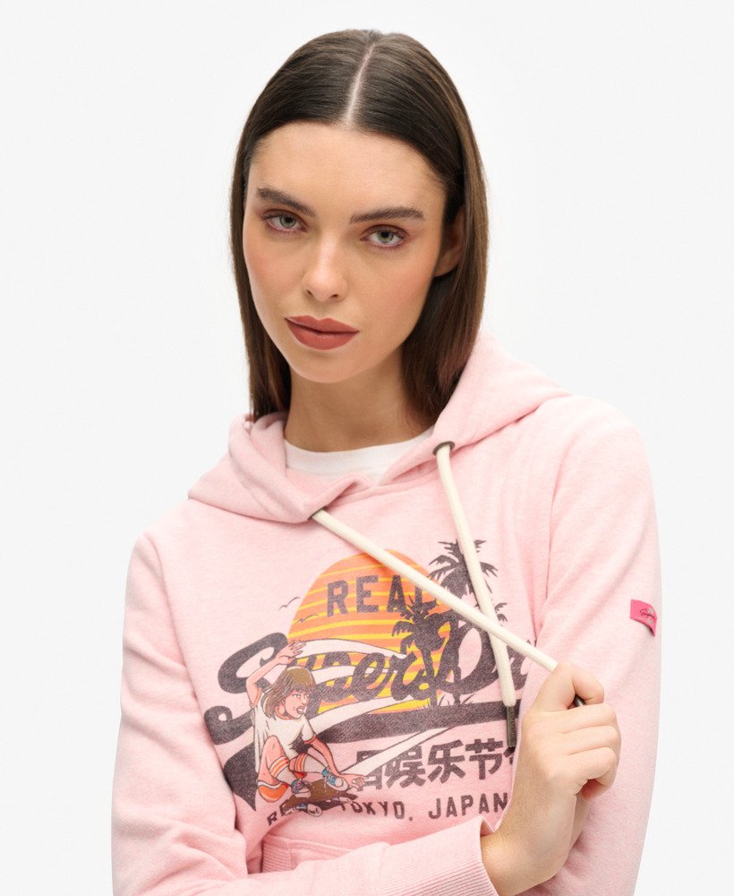la graphic hoodie in somon pink marl