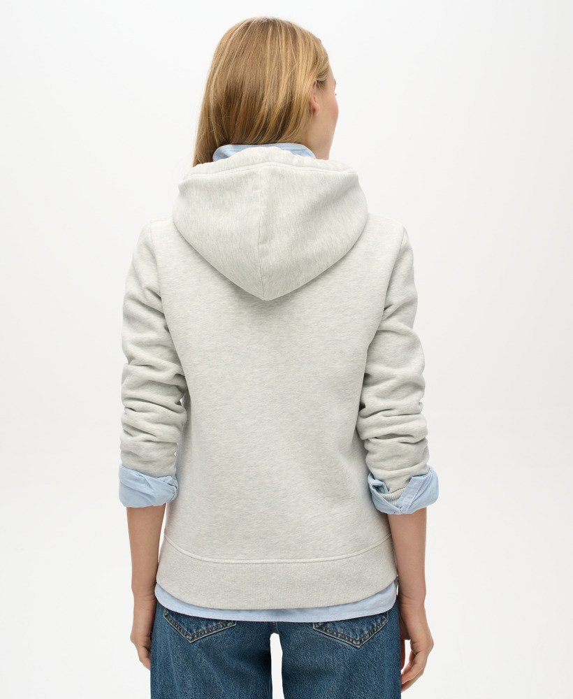 essential logo zip hoodie in glacier grey marl